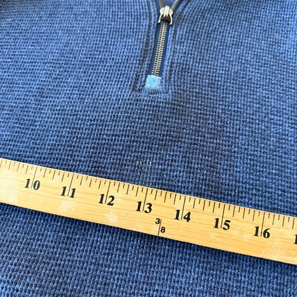 Robert Graham Dark Navy Quarter Zip Designer Pullover Sweater Mens LARGE Cotton - Picture 6 of 9